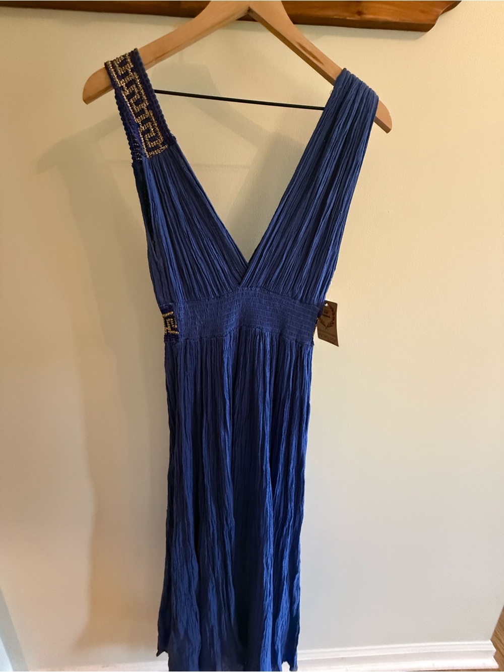 Mythology by Boomil Greek Cotton Blue Goddess Maxi Dress O/S - Picture 8 of 11